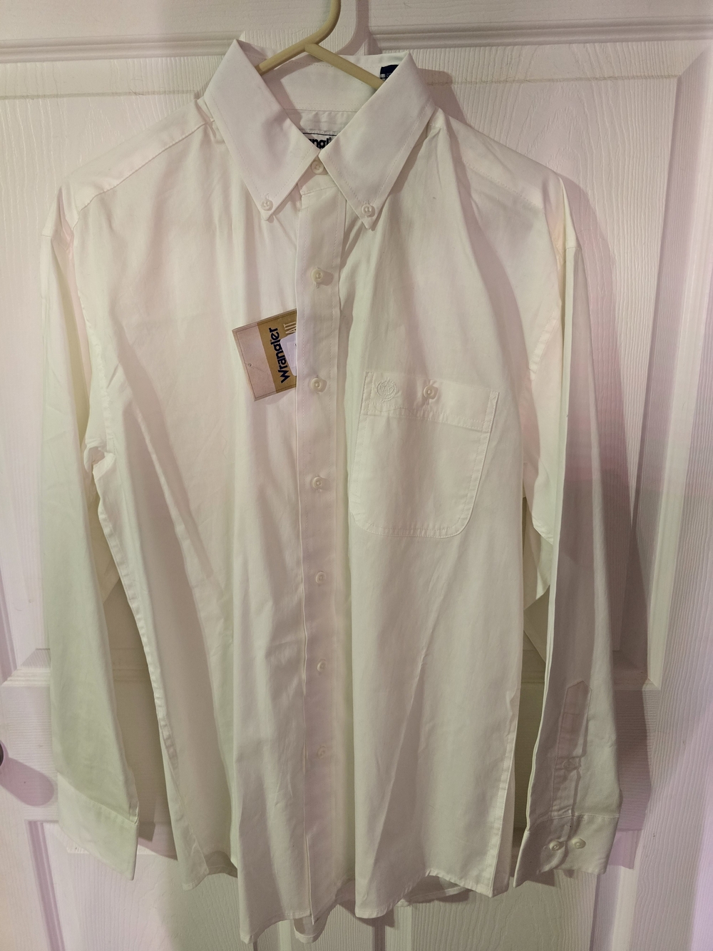 Wrangler Men's White Button-Down Dress Shirt